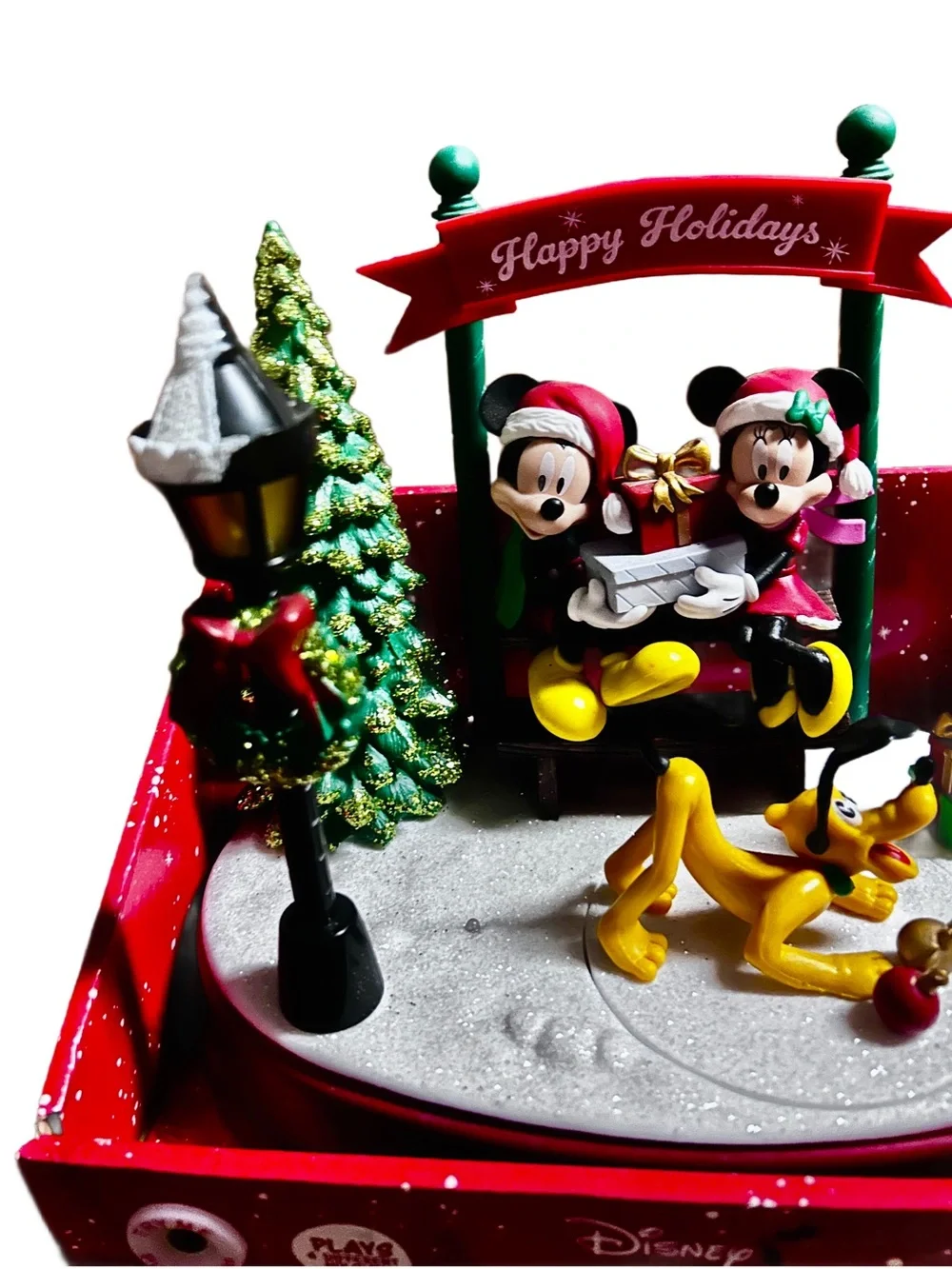 Disney ~ Mickey & Minnie Mouse Christmas Animated/Musical Mail Box Scene ~ New